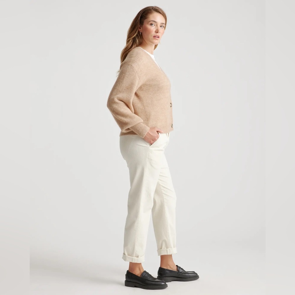 Quince Baby Alpaca-Merino Cropped Cardigan in Camel Women's Cardigan Sweater L - Picture 3 of 16